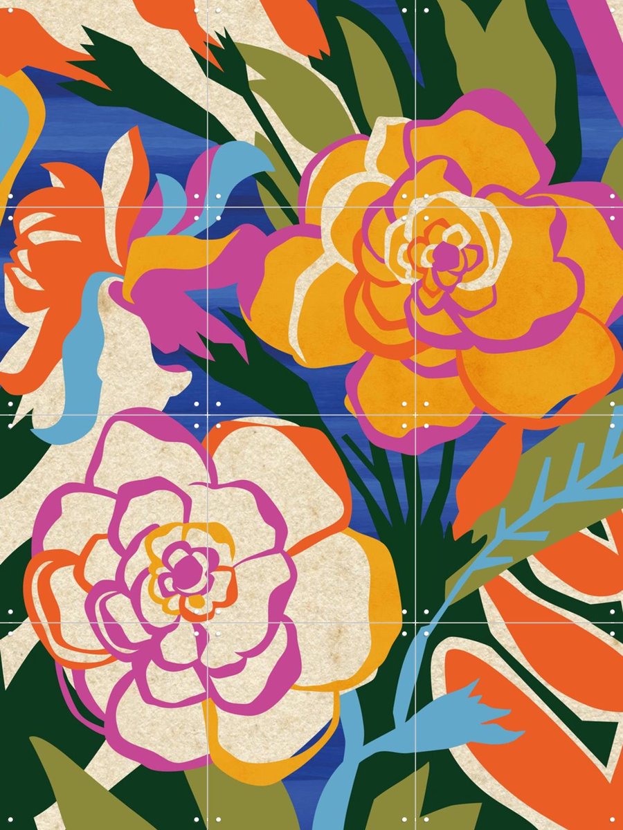 IXXI Gardenia, Megan Gallagher - 60 x 80 cm - Gratis ophangtool - Grote wanddecoratie en posters - Digitale Kunst, Kleurrijk, Speels, Illustraties