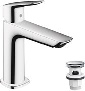 hansgrohe Logis Fine - Wastafelmengkraan - Ééngreeps bediening - Met afvoerplug - 100mm - Chroom