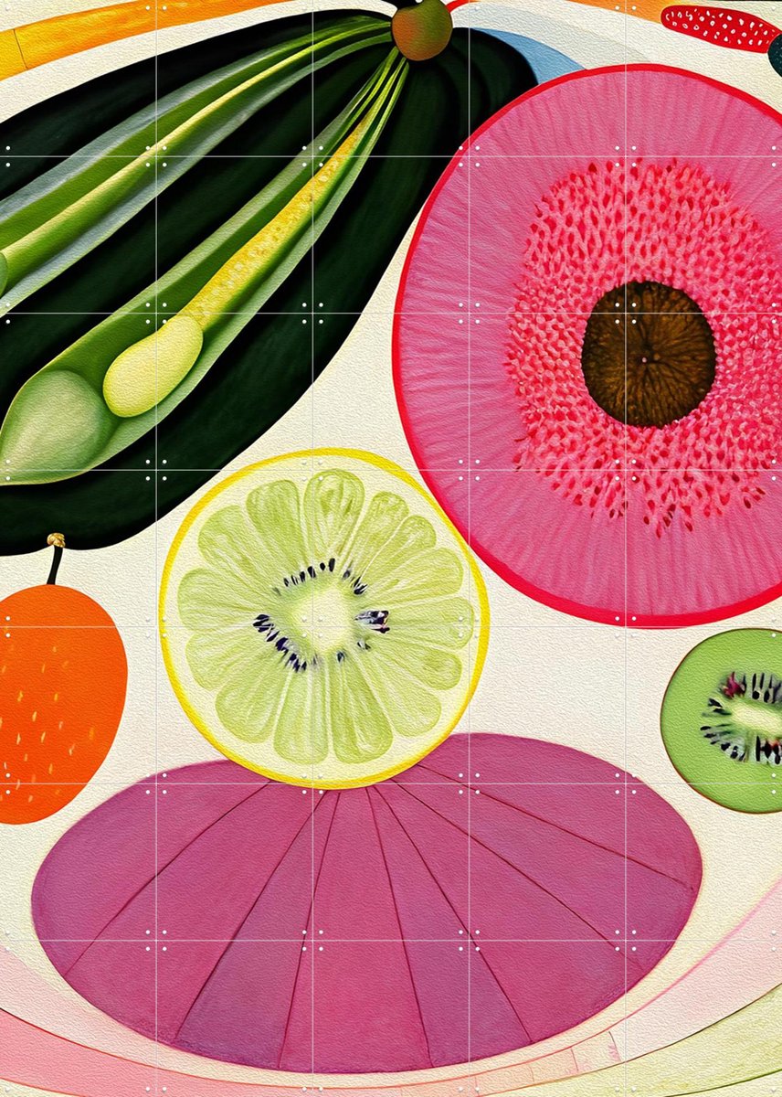 IXXI Fruit Symphony, Artclaud - 100 x 140 cm - Gratis ophangtool - Grote wanddecoratie en posters - Illustraties, Abstract, Kleurrijk, Woonkamer