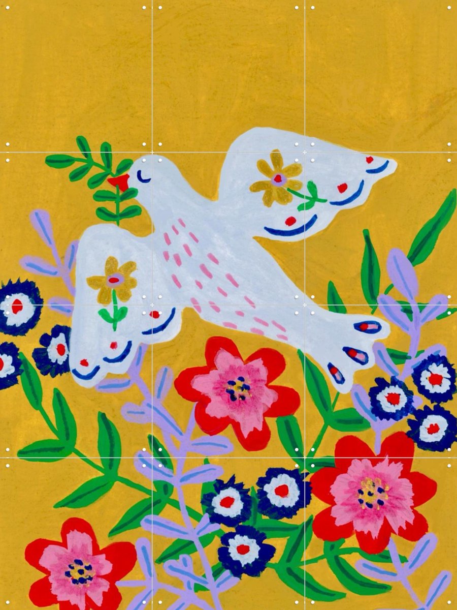 IXXI Vredesduif, Kirsten Blom Art & Illustration - 60 x 80 cm - Gratis ophangtool - Grote wanddecoratie en posters Gang, Woonkamer