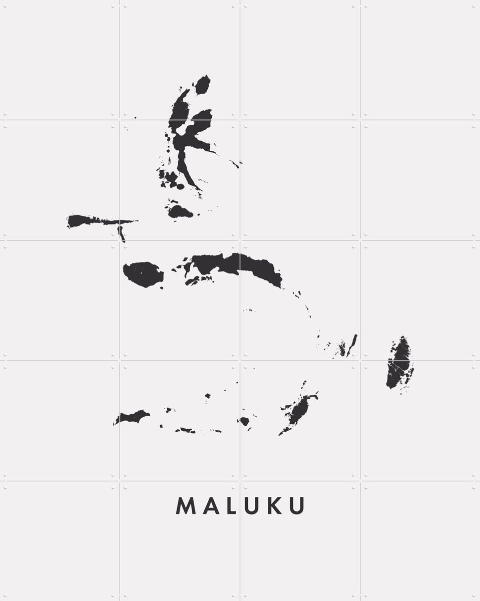 IXXI Maluku Island Map, Kunst in Kaart - 80 x 100 cm - Gratis ophangtool - Grote wanddecoratie en posters - Abstract, Minimalisme, Grafisch Ontwerp