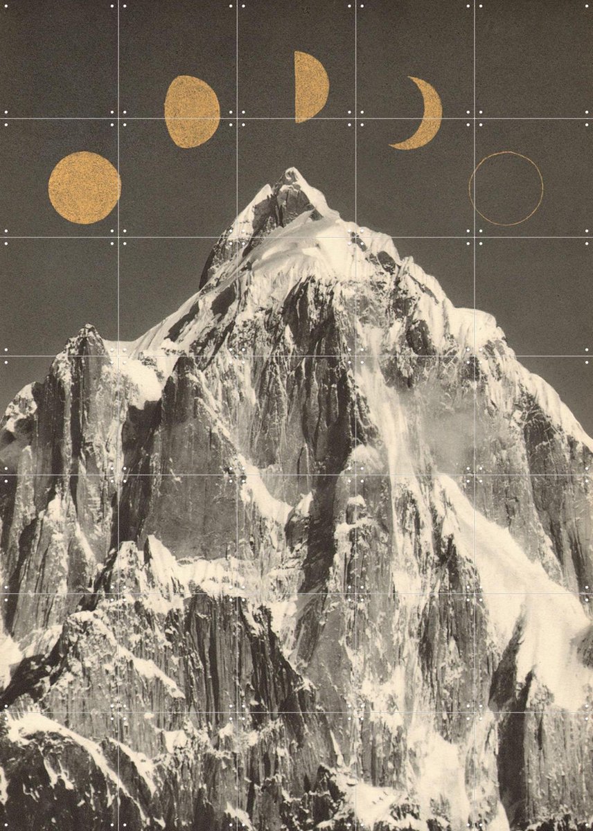 IXXI Moon Phases, Florent Bodart - 100 x 140 cm - Gratis ophangtool - Grote wanddecoratie en posters - Vintage, Fotografie, Illustraties, Collage