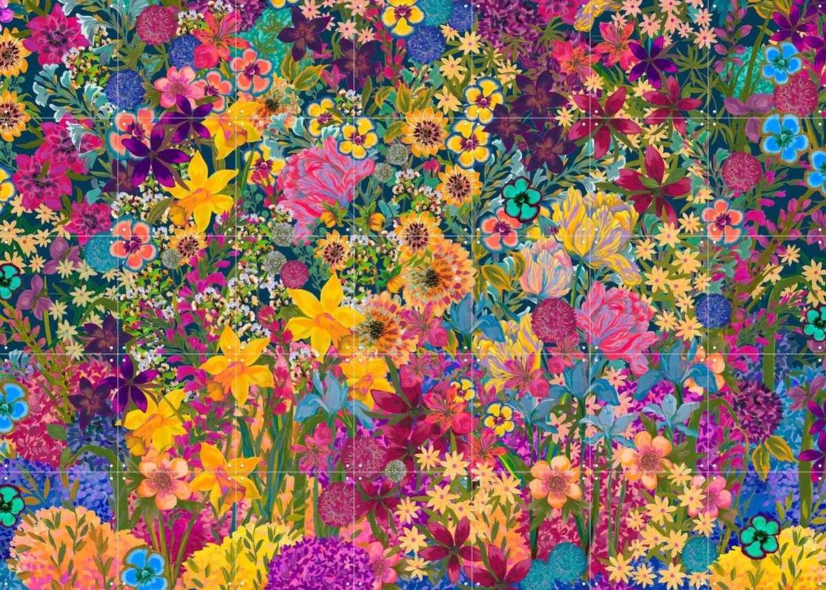 IXXI My Dream Garden original multi, Marylène Madou - 140 x 100 cm - Gratis ophangtool - Grote wanddecoratie en posters - Speels, Illustraties