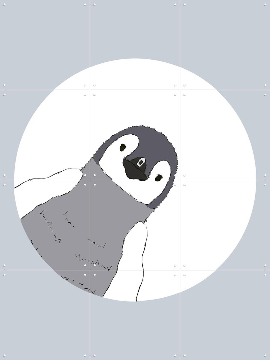 IXXI Pinguin Peek, BAINAI - 60 x 80 cm - Gratis ophangtool - Grote wanddecoratie en posters - Minimalisme, Cartoonesk, Speels, Grafisch Ontwerp