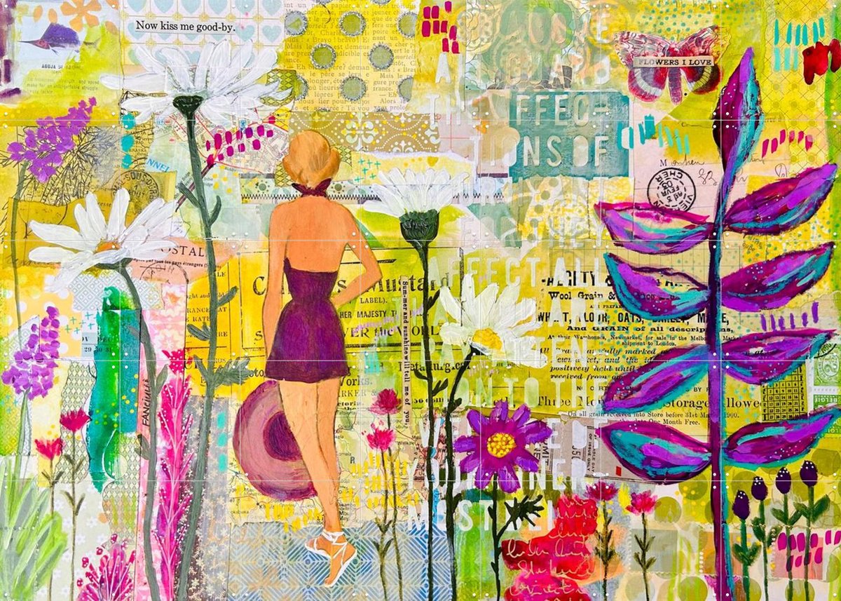 IXXI Brielle, Yvette Fanciulli - 140 x 100 cm - Gratis ophangtool - Grote wanddecoratie en posters - Gemengde Technieken, Kleurrijk, Speels, Collage