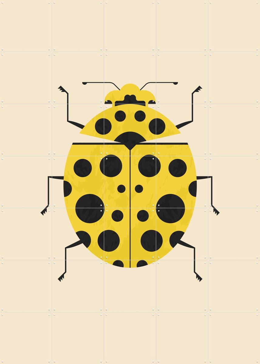 IXXI The Lemon Ladybird, Studio Kars + Boom - 100 x 140 cm - Gratis ophangtool - Grote wanddecoratie en posters - Speels, Geometrische Kunst