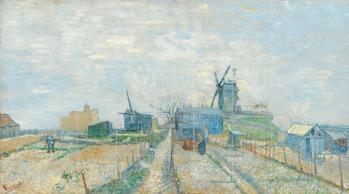 IXXI Montmartre: molens en moestuinen (1887), Vincent van Gogh (1853 - 1890) & Van Gogh Museum - 180 x 100 cm - Gratis ophangtool - Grote