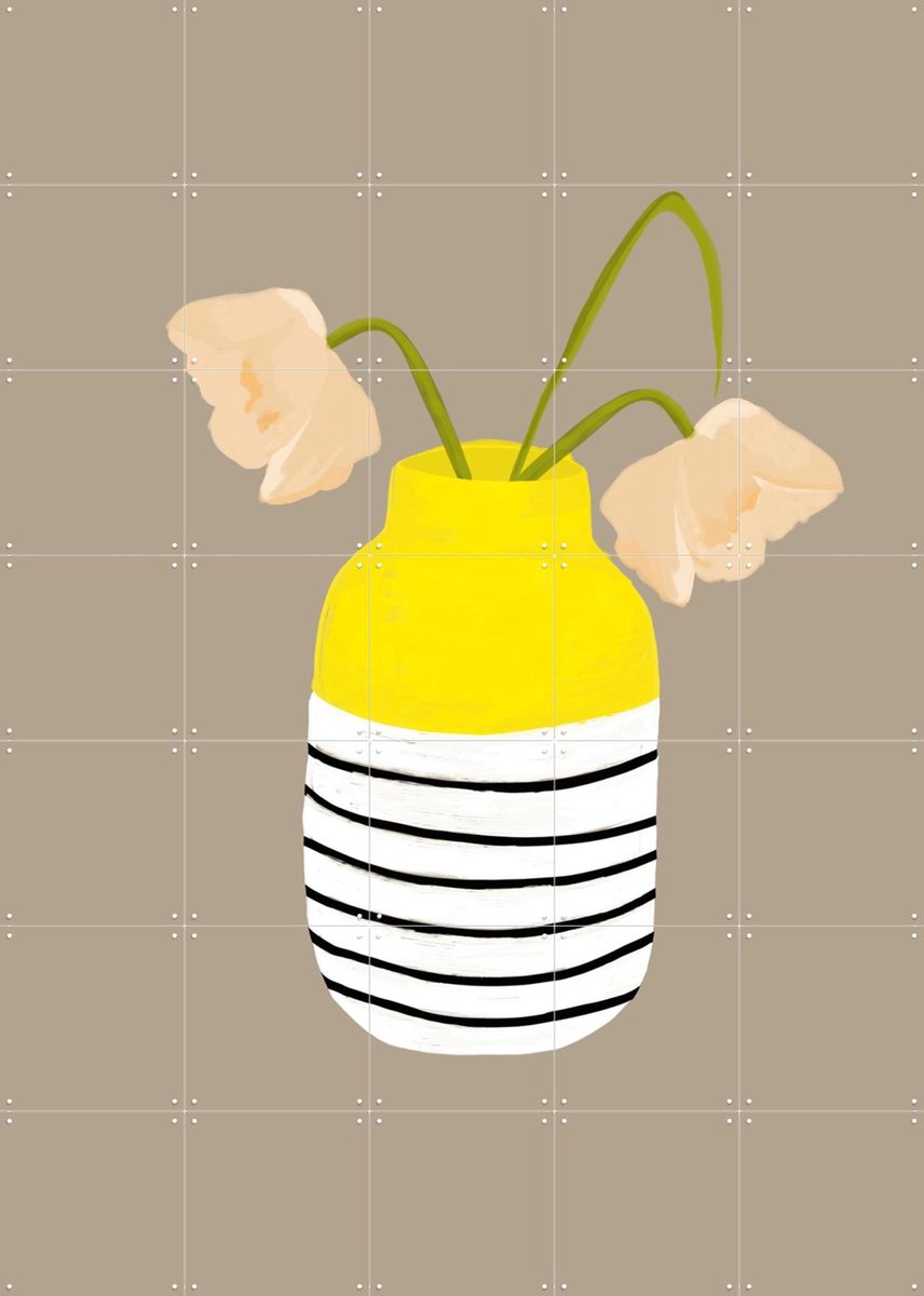 IXXI Mio Vaso lemon Stripes, Hej.Ibiza - 100 x 140 cm - Gratis ophangtool - Grote wanddecoratie en posters - Minimalisme, Illustraties, Speels