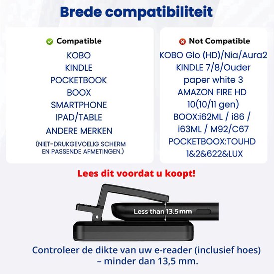 TRANSNECT - E-Reader Draadloze paginadraaier op afstand - afstandsbediening - accessoires - bladzijde omslaan - remote - Kobo/Kindle/tablets - bladomslag - voor iPad - iPhone - Smartphone - Tablets van Merkloos — afbeelding 3