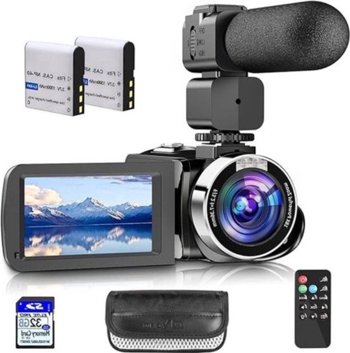Luxe Digitale Camera – Camcorder – Vlog Camera voor Beginners – Multifunctioneel Toestel – 4K – Externe Microfoon – Zwart