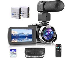 Luxe Digitale Camera – Camcorder – Vlog Camera voor Beginners – Multifunctioneel Toestel – 4K – Externe Microfoon – Zwart