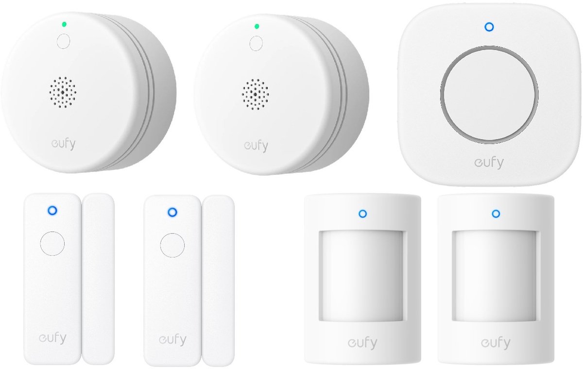 eufy Security slim alarm systeem | 7-delig Beveiligingspakket | 2 Rookmelder | 2 Deur/Raamsensor | 2 Bewegingsmelder | 1 Sirene | Voordeelset
