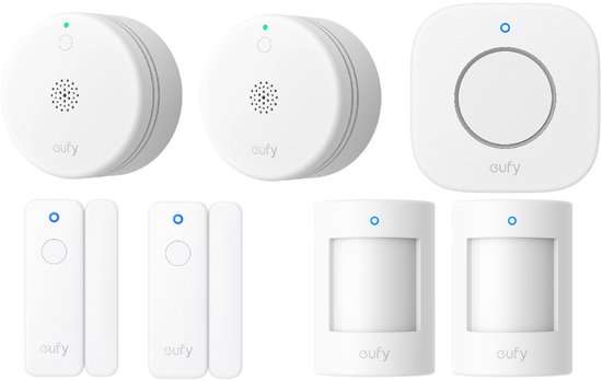 eufy Security slim alarm systeem | 7-delig Beveiligingspakket | 2 Rookmelder | 2 Deur/Raamsensor | 2 Bewegingsmelder | 1 Sirene | Voordeelset