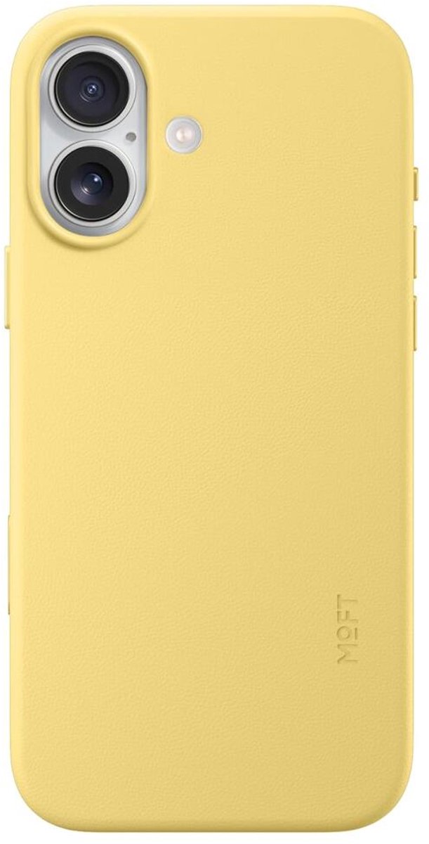 MOFT Hoesje Geschikt voor iPhone 17 - MOVAS Snap Back Cover - Compatibel met MagSafe - Vegan Leer Case - Beschermhoes Dun - Duurzaam - Geel