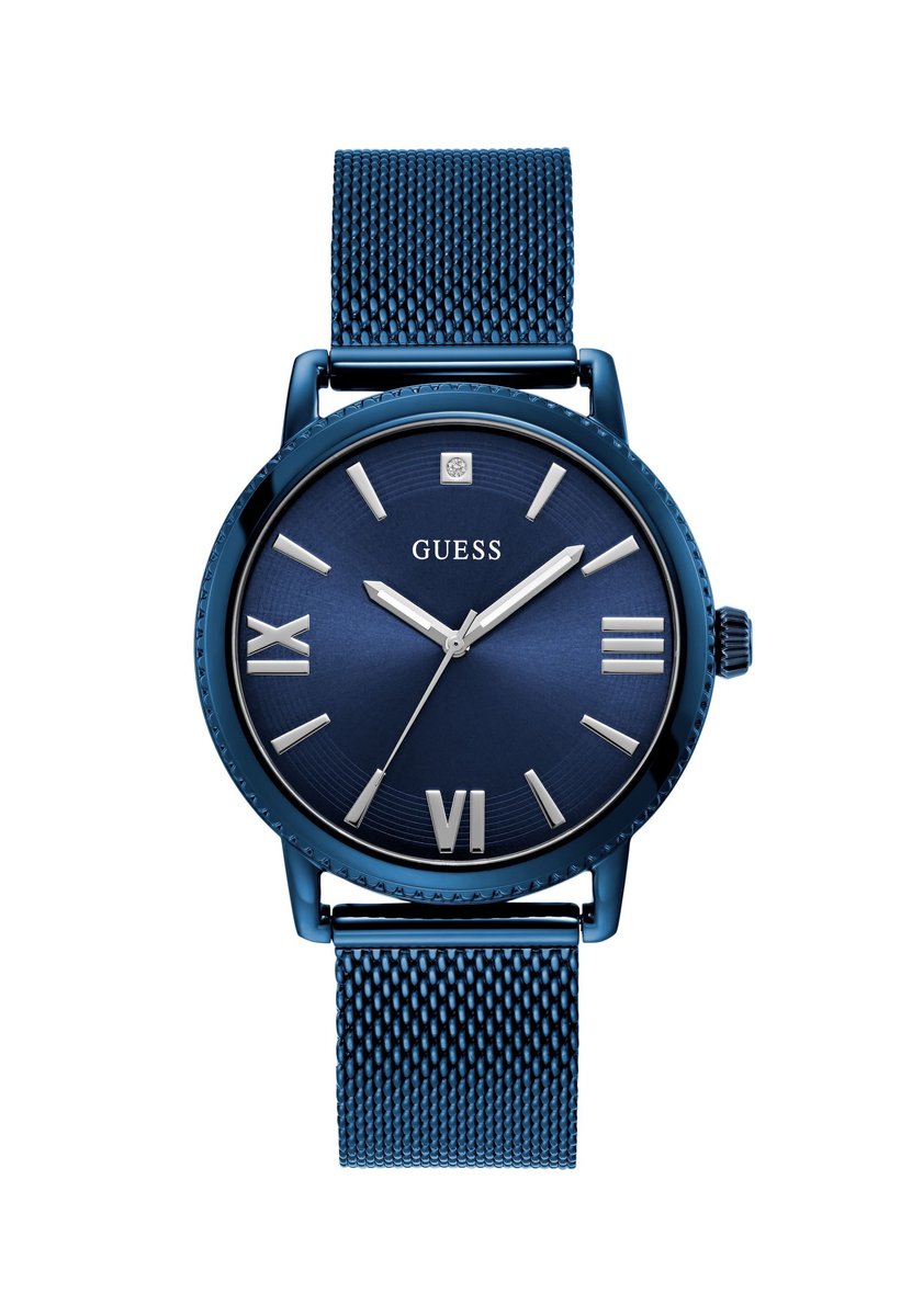 Guess Nolan Quartz Analoog Horloge Blauw Case: 100% Recycled Steel | Armband: 100% Mesh 42 mm U1452G3M
