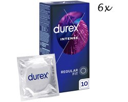 Durex Condooms – Intense Orgasm - 60 Stuks (6 x 10st) – Met Ribbels Voor Extra Stimulatie - Discreet en Stevig Verpakt