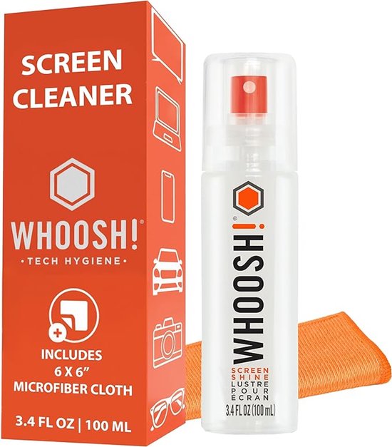 WHOOSH! Go XL – Schermreiniger Set XL – Streeploos & Veilig voor Alle Schermen – Inclusief Microvezeldoekje – 100 ml