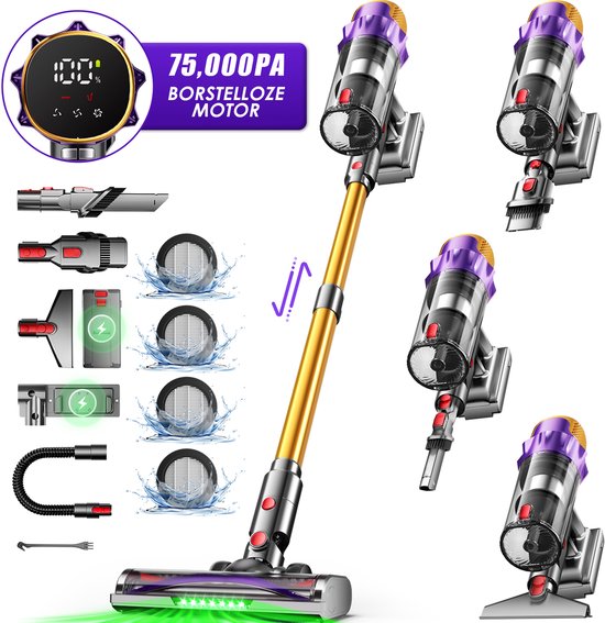 Fukstern Draadloze Steelstofzuiger met 75KPa Zuigkracht - Fukstern - €149,99