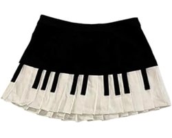 Kraftverdia Harajuki Piano Rok - Y2K Streetstyle Minirok met Pianotoets Print - Coquette Esthetiek Rock Kleding voor 2026 Zomer - Vrouwen Modieus A-lijn Ontwerp - Feest en Festival Outfit