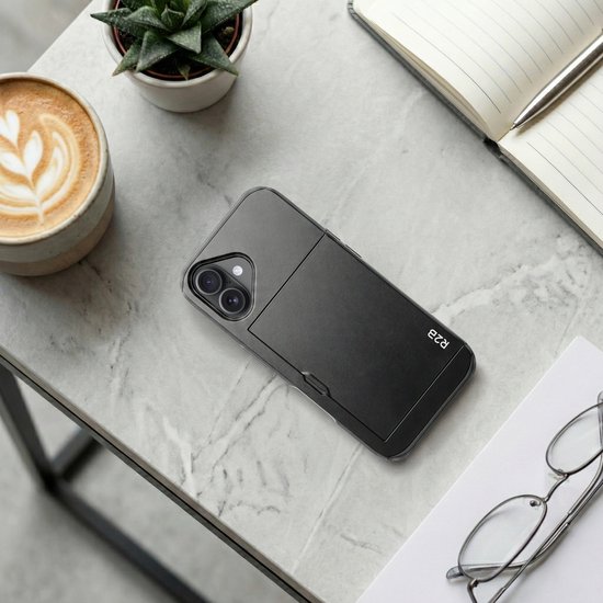 R2B Coque compatible avec iPhone 16 Plus – Étui Téléphone avec Porte-cartes 3 cartes – Coque Antichoc avec Film Protecteur – Modèle Utrecht