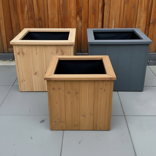 Grande jardinière carrée en bois Douglas 75x75x80 cm pour jardin - Terrasse - Balcon - extérieur - Pot de fleurs de luxe Handgemaakt