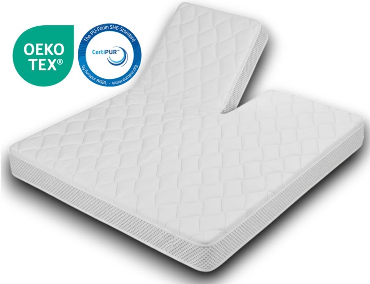 Easy Bedden EasyBedden® SPLIT Topdekmatras XXL - Topper 180x210 - 12 cm dik - TENCEL SILVER hoes - HR Koudschuim Hybride GEL - circa 12cm dik - Orthopedisch Wit/Zilver
