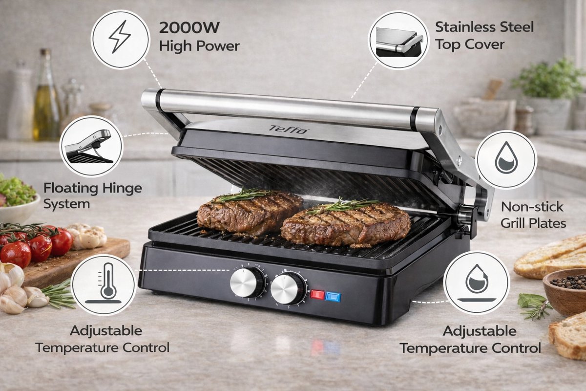 Teffo Panini Grill Contactgrill W thumbnail 3