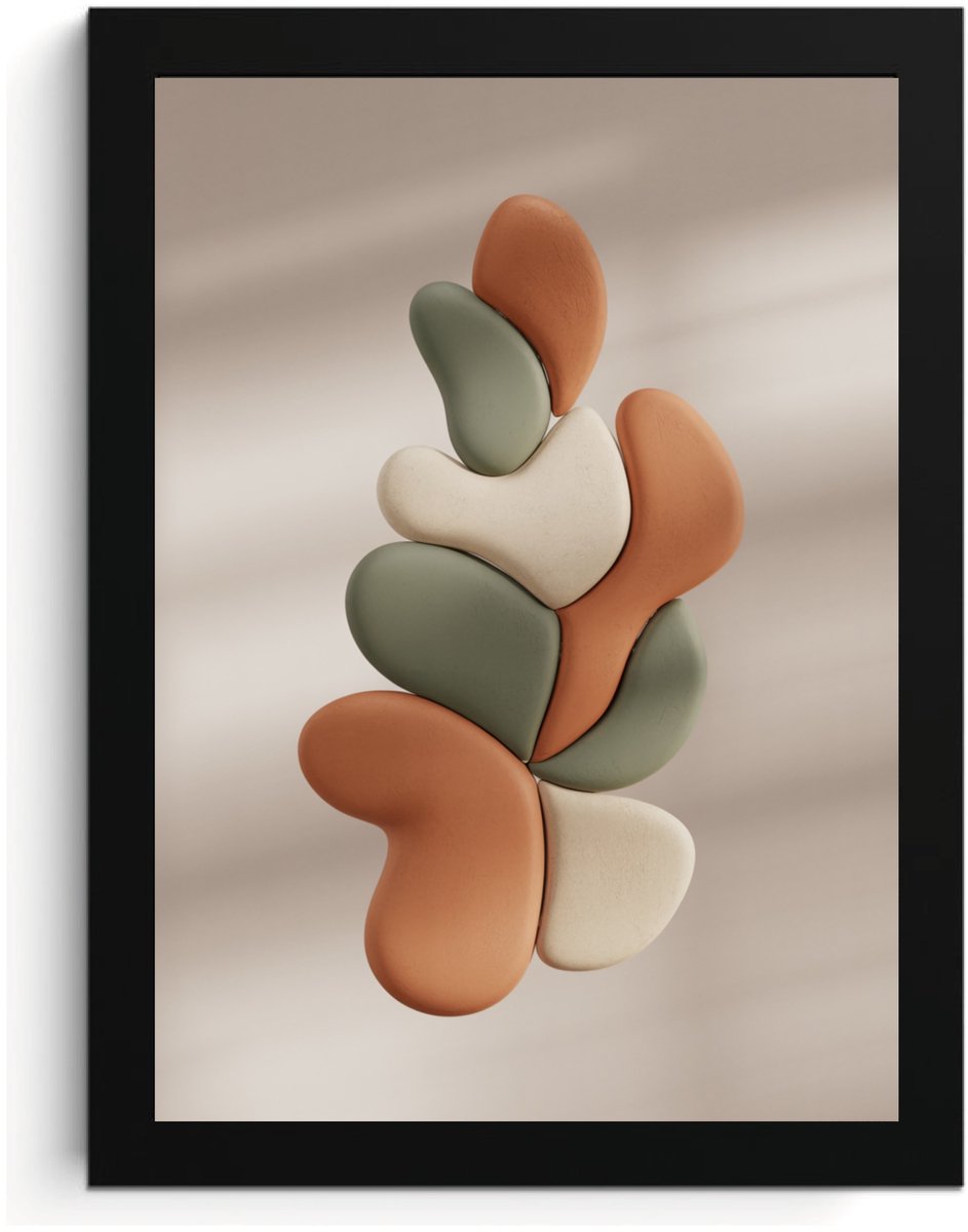Abstracte Vormen Fotolijst A4, Moderne Wall Art, High Resolution Afdruk, MDF Frame met Acrylglas, Abstract Wall Art, Wall Art