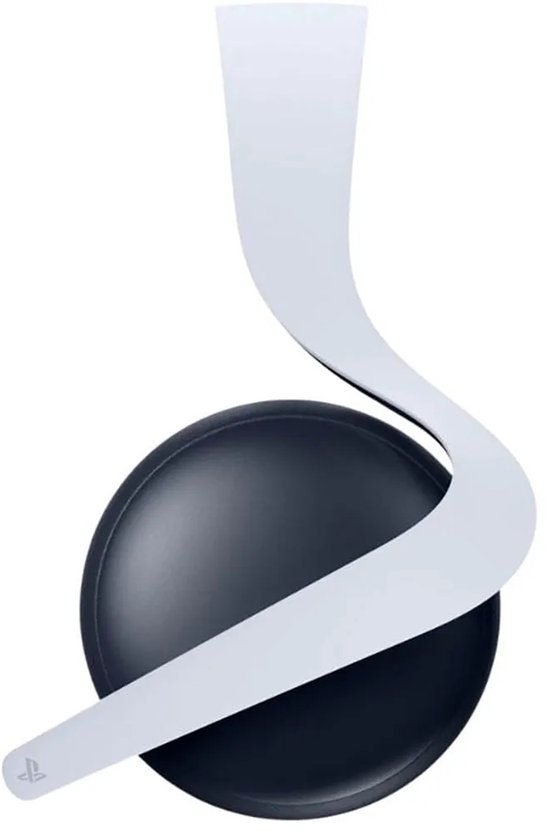 Zwarte headset oorschelp met witte, gebogen hoofdband. PlayStation logo op de oorschelp.