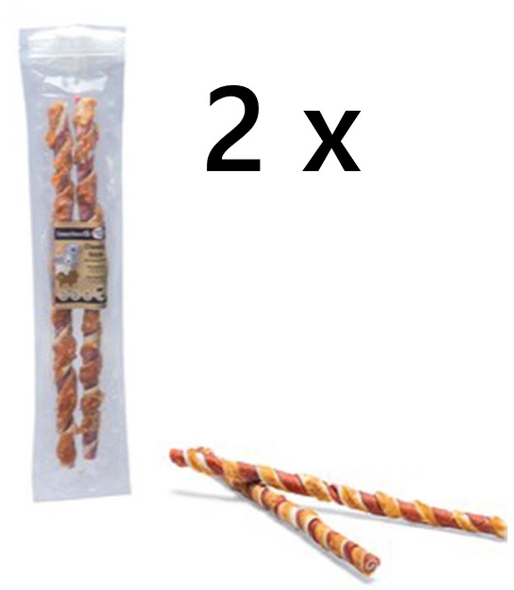 ** 2 X **Cocapet by beeztees hondensnack - chewing sticks kip en rund - 2 st in verpakking = 4 sticks - 45 cm - geen toegevoegde suikers , smaakstoofen en kleurstoffen - tandverzorgend - maakt uw hond gelukkig