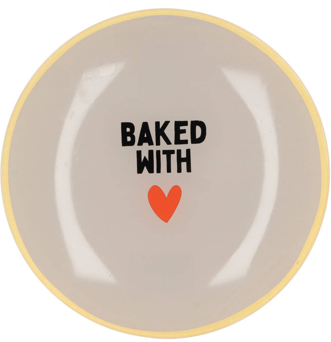Daan Kromhout - Glazen Bord - Tekstbordje - Glas - Baked with Love - Rond - Beige - Ø 18 cm