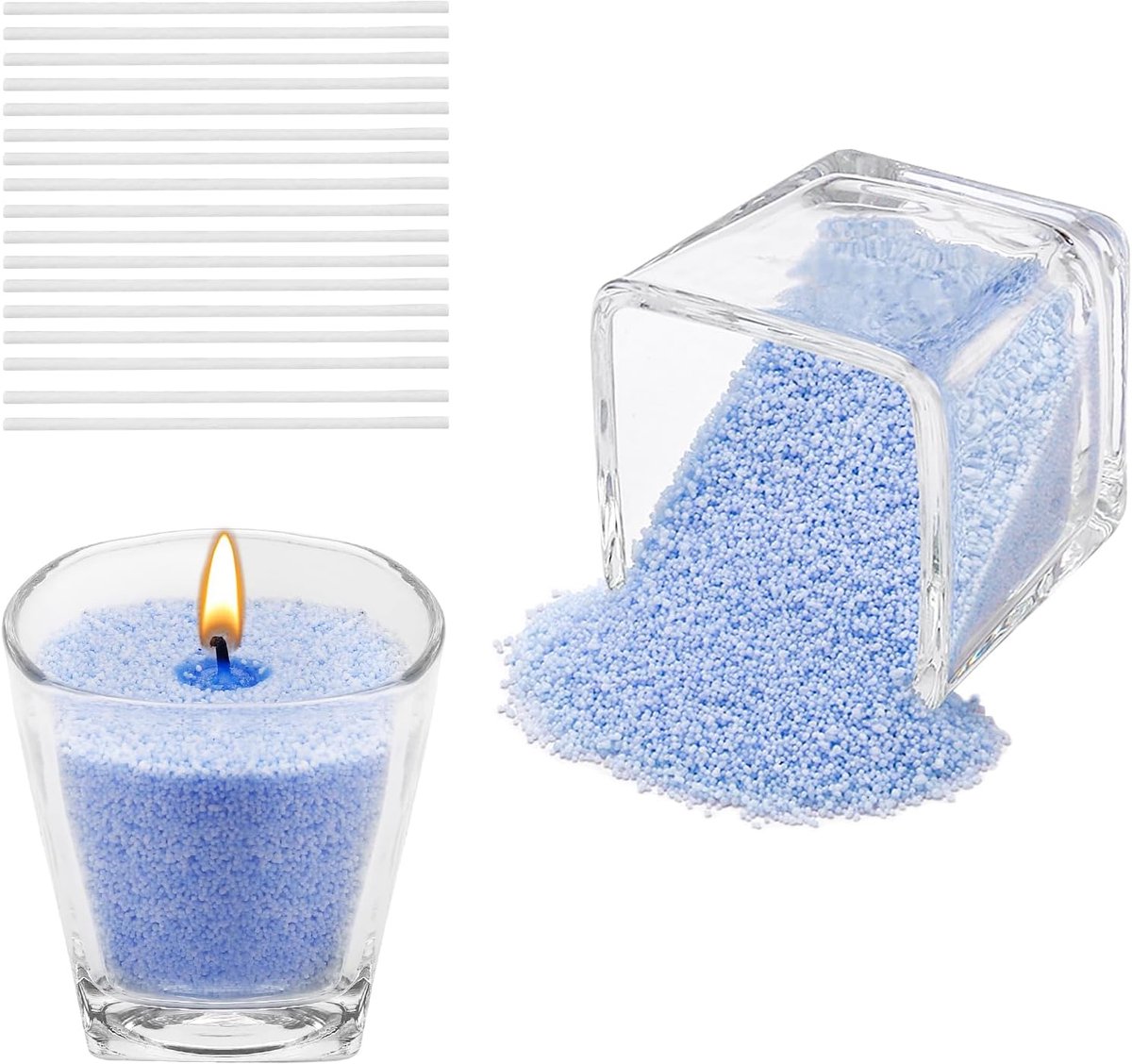 Imperatoris - Kaarsenzand - Kaarsen Zand - Burning Sand - Candle Sand - Herbruikbaar - Poederkaars - 500 g - 17 Lonten 6 cm - Blauw