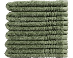OUTLET BADTEXTIEL - set van 6 - gastendoek 30x50 - oudgroen