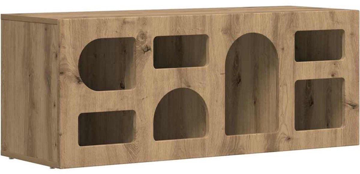 vidaXL - TV - Kast - ELST - 100 - x - 35 - x - 40 - cm - Artisan - Eiken - Bewerkt - hout