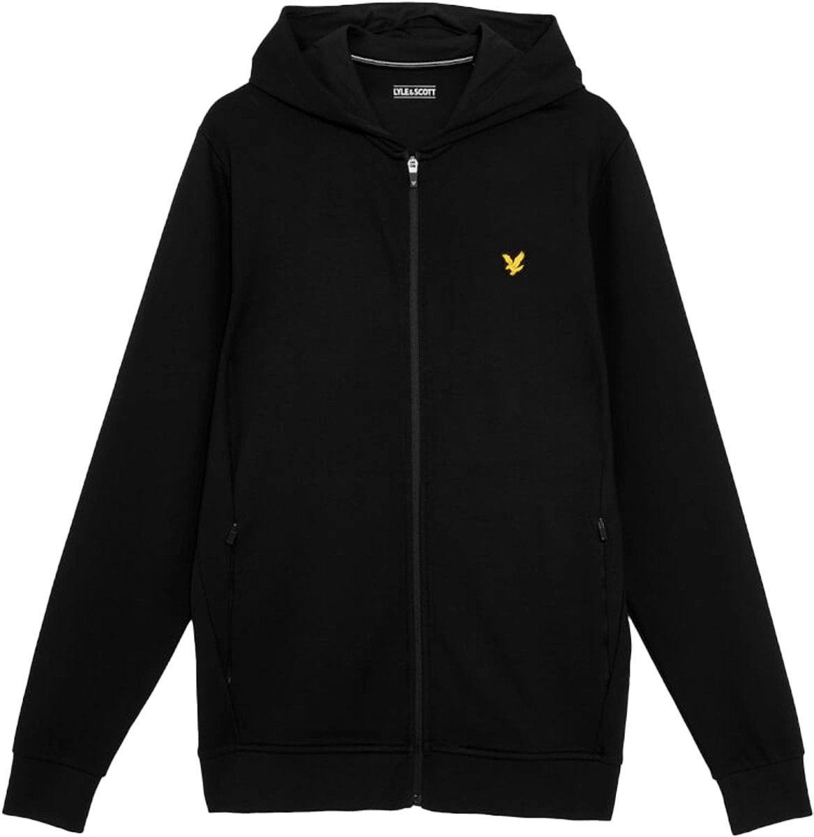 Lyle & scott full zip fly fleece hoodie in de kleur zwart.