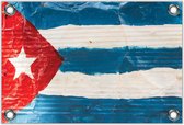 Tuinposter –Geschilderde Cubaanse Vlag– 60x40 Foto op Tuinposter (wanddecoratie voor buiten en binnen)