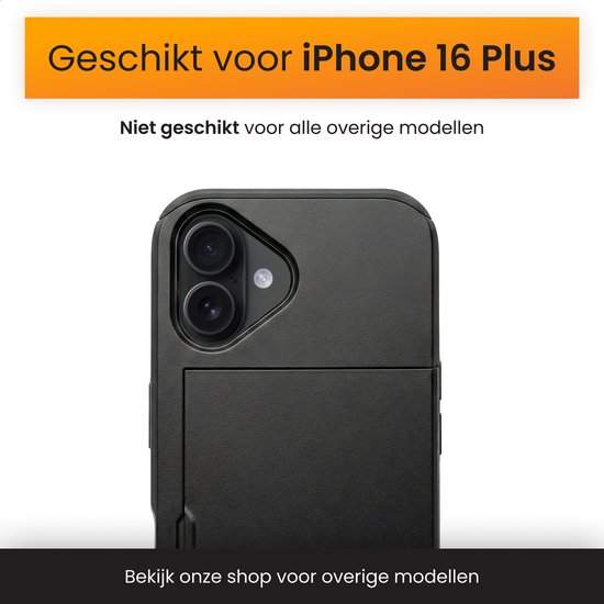 R2B Coque compatible avec iPhone 16 Plus – Étui Téléphone avec Porte-cartes 3 cartes – Coque Antichoc avec Film Protecteur – Modèle Utrecht