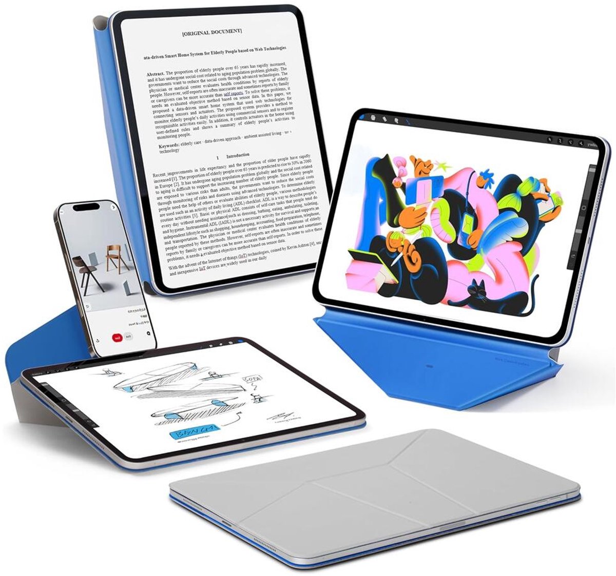 MOFT Hoes Geschikt voor iPad 11 (2025) A16 / 10.9 (2022) - Dynamic Folio Book Case - Magnetische Beschermhoes met Standaard - 20+ Kijkhoeken - MOVAS Vegan Leer - Sleep/Wake - Grijs