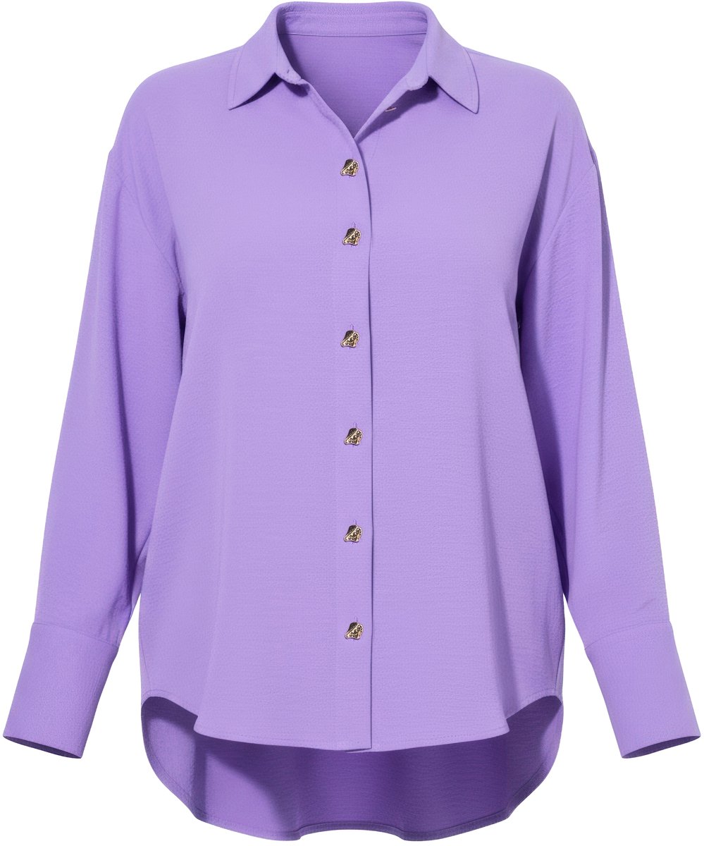 Studio Untold - Dames - Overhemdblouse oversized sierknopen - Purper - Maat 58+