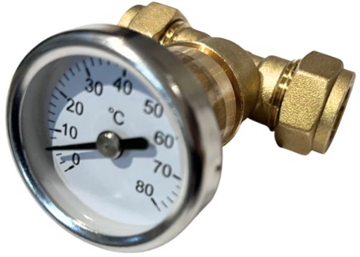 tempratuur meter met t-stuk 15 x 1/2 x 15