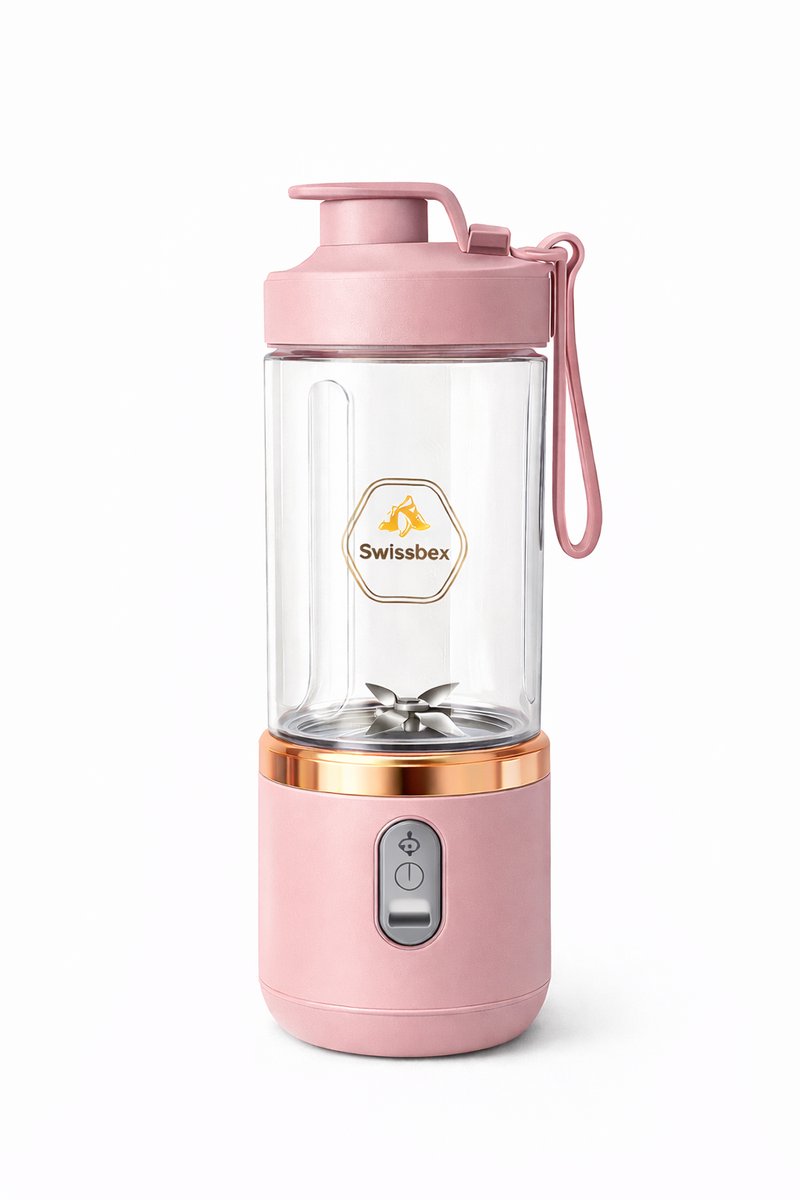 Swissbex Draagbare Mini Blender & Juicer – 400 ml – USB-C Oplaadbaar – Smoothies To Go - Roze