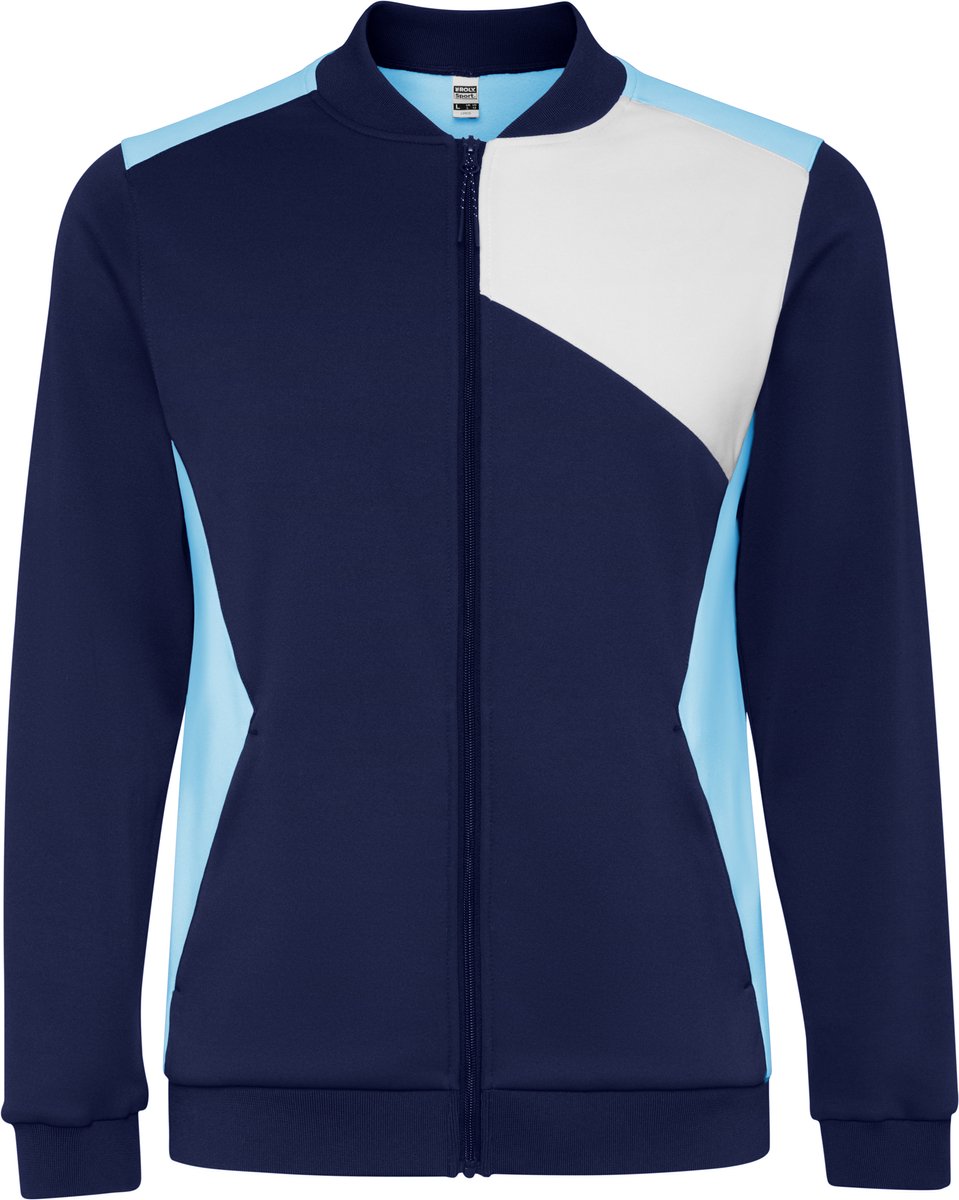 Trainingspak, broek en jas, Donker Blauw / licht blauw / wit 8 jaar (122) model Leros
