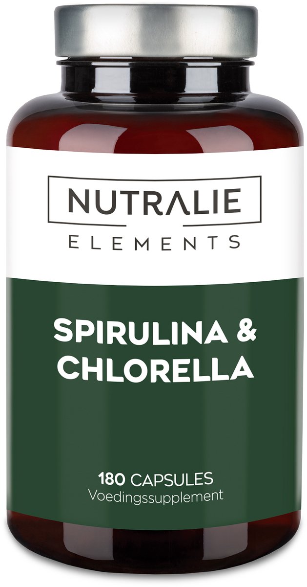 Nutralie Spirulina & Chlorella - 180 Tabletten - Superfoods Supplementen - Mannen en Vrouwen - Rijk aan Proteïnen & Vitaminen - 60% Eiwitten - Detox, Energie, Kracht