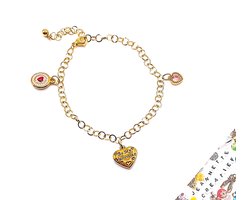 Jeannette-Creatief® - Bedelarmband - Valentijn Bedelarmband met Tekst - Be My Valentine - Armband voor Valentijn - Valentijnscadeaus - RVS Armband - Goudkleurige Armband - Armband met Bedels - Armband met Hartjes - Valentijn - Love - Liefde - Hart