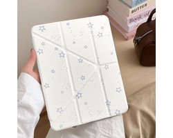 Daity Een universele beschermhoes voor de iPad Pro 12,9 inch (2018/2020/2021/2022), met een slank, lichtgewicht en opvouwbaar ontwerp. De hoes heeft een transparante achterkant en een opbergvak voor de Apple Pencil (wit).