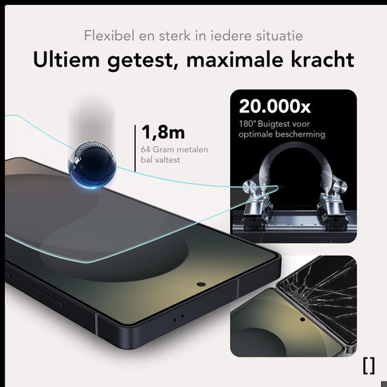 Smartphone met bal die van 1,8m valt en buigtest van 20.000x.