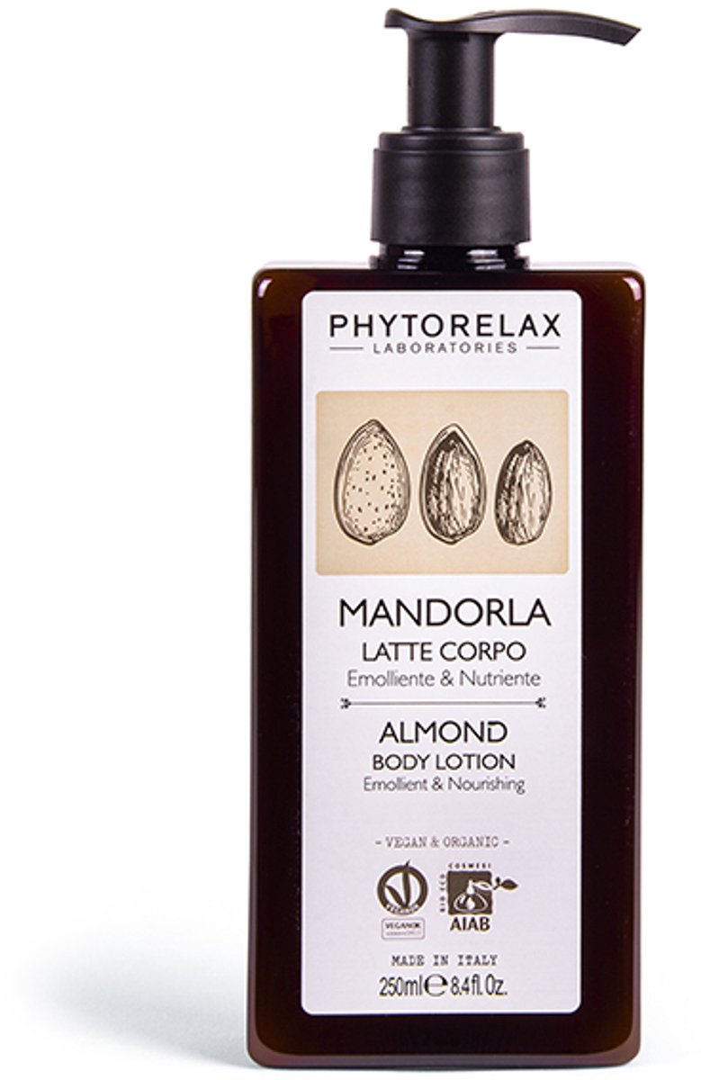 Phytorelax Almond Body Lotion – Emolliërende & Voedende Bodylotion met Biologische Zoete Amandelolie – Vegan & Natuurlijk – 250ml