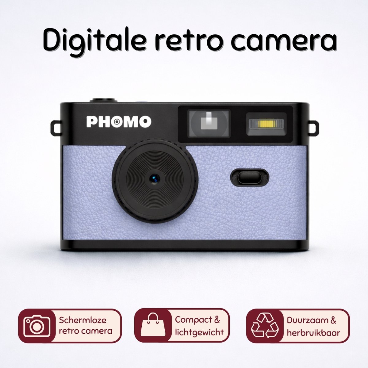 Phomo - Digital Retro Camera - Schermvrij - Lichtblauw - 8GB