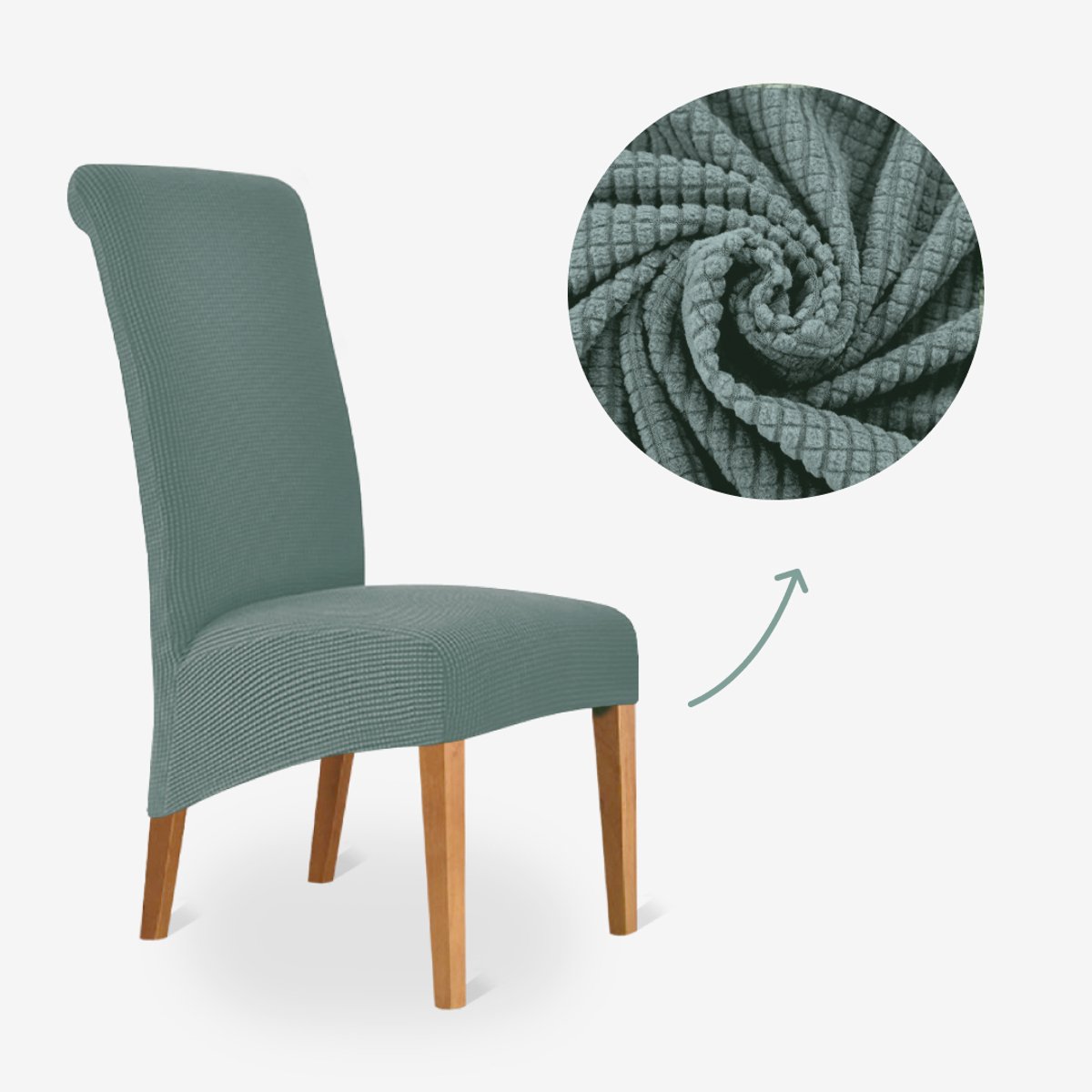 BankhoesDiscounter Knitted Hoge Rugleuning Stoelhoes – Eetkamer Stoelhoezen – Zetelhoes - Hoezen voor Eetkamerstoelen - Stoelbeschermers - Stoelhoezen Stretch - Groen