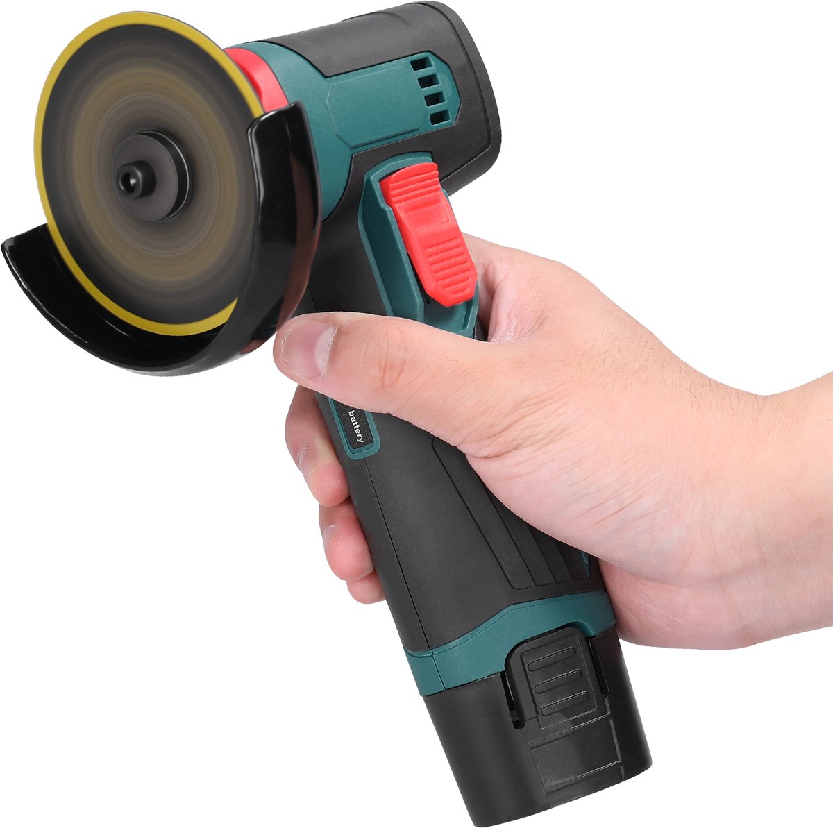 Draadloze Haakse Slijper – 12V – 76mm – Multifunctioneel Snijden, Slijpen en Polijsten – Incl. 2 Batterijen, Lader en 2 Slijpschijven – Eénhandig en Veilig